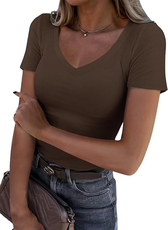 Ribbed V Neck Tee