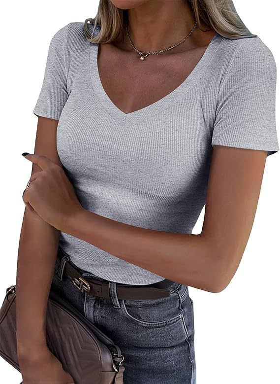 Ribbed V Neck Tee